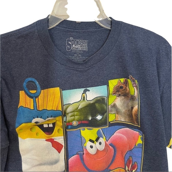 THE SPONGE BOB MOVIE: Sponge Bob Out of the Water Navy T-shirt‎ Youth XXL (18) - Picture 4 of 5